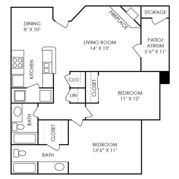 Franklin Floor Plan at Waterford Place Apartments in Atlanta, Georgia, GA