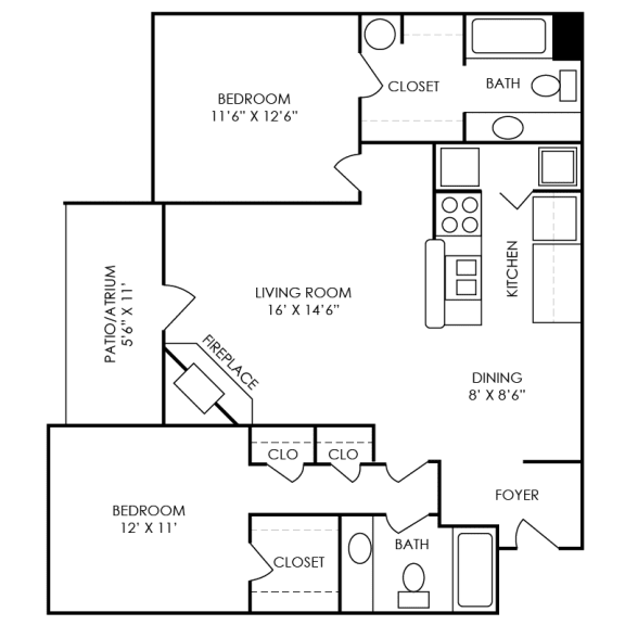 Washington Floor Plan at Waterford Place Apartments in Atlanta, Georgia, GA