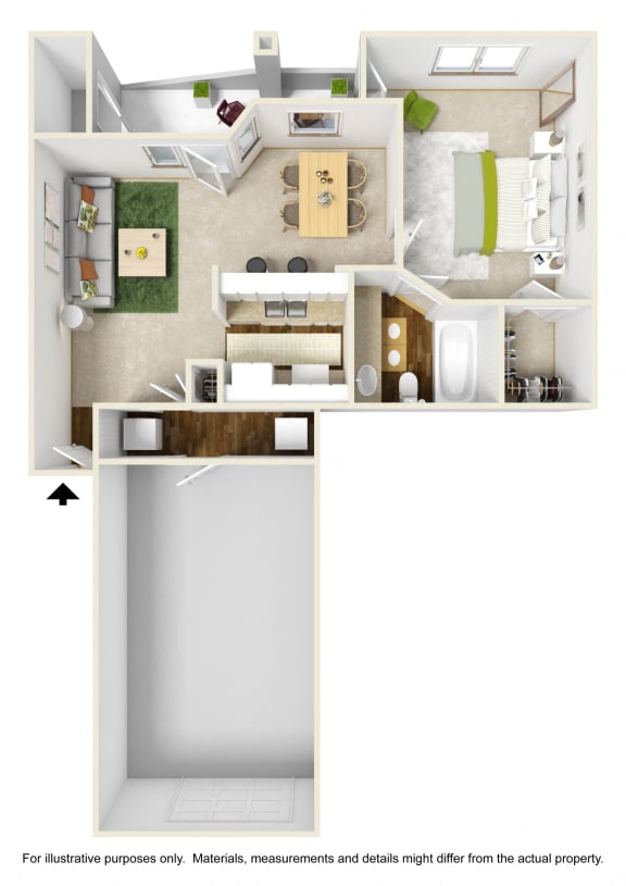 Floor Plan A3 (3D) at La Costa Apartments in Plano, Texas, TX