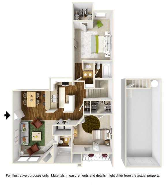 Floor Plan B4 (3D) at La Costa Apartments in Plano, Texas, TX