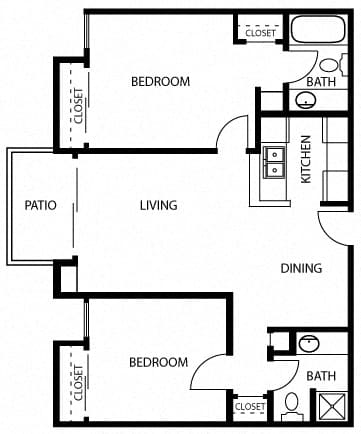 Cielo 2 Bedroom Apartment Split Floor Plan