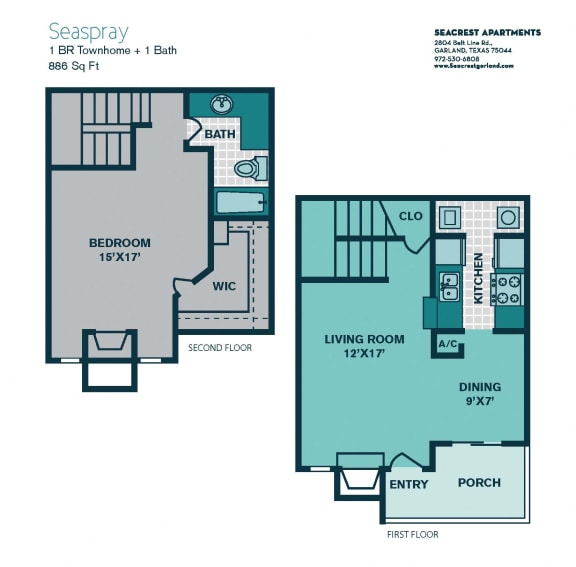 Floor Plan  1 Bedroom T1 - 886sqft - SEASPRAY