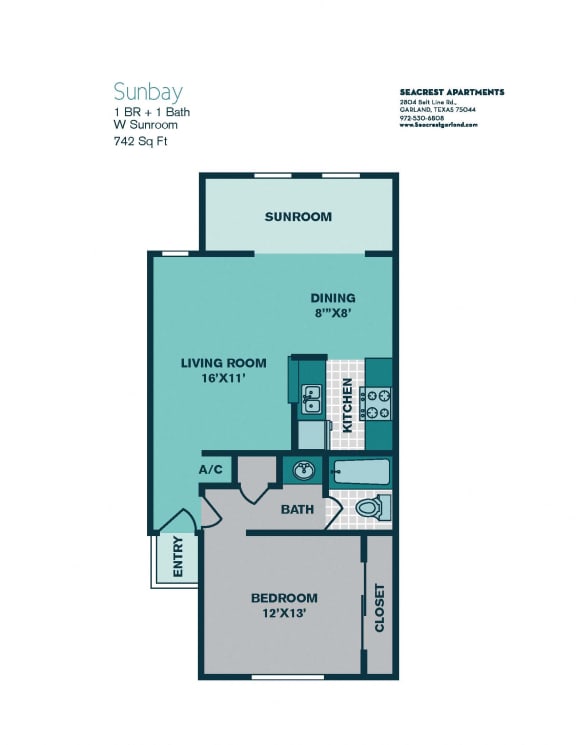 Floor Plan  1 Bedroom A4 - 742sqft - SUNBAY