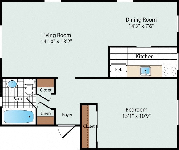 1 Bedroom Floorplan at Olde Salem Village