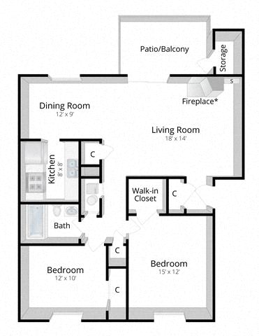 Two Bedroom Apartment in Columbus, Indiana