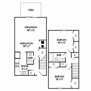  Floor Plan 2 Bedroom Townhome &#x2013; Dedication