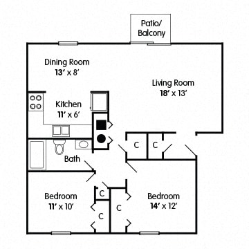  Floor Plan 2 Bedroom Apartment &#x2013; Optimism