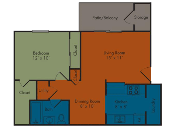  Floor Plan One Bedroom Apartment II
