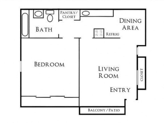 1BR/1BA Floorplan at Scripps Poway Villas, Poway, 92064