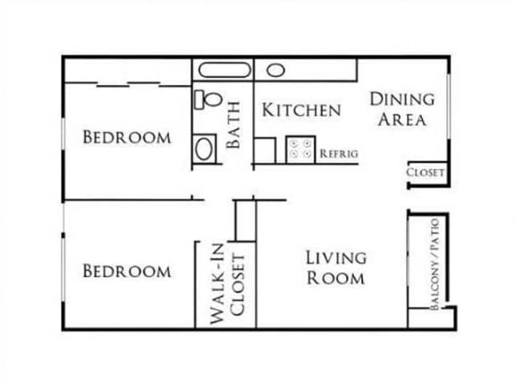 2BR/1BA Floorplan at Scripps Poway Villas, Poway California