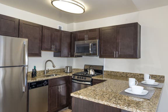 Fully equipped kitchen at 2400 Pennsylvania Avenue Apartments, Washington, DC,20037
