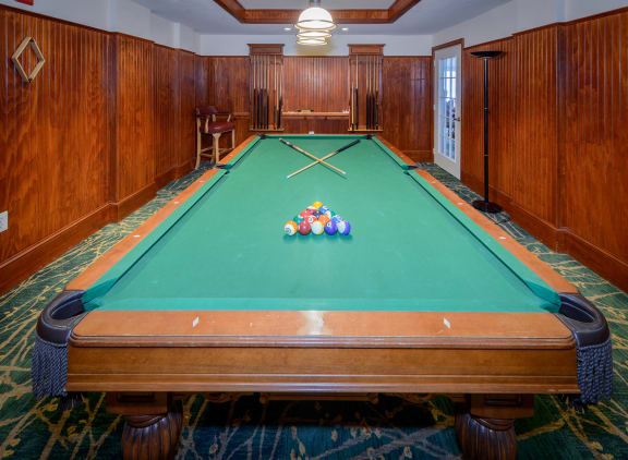 Game Room with Billiard and Pool Table at Evergreens at Smith Run, Fredericksburg, Virginia