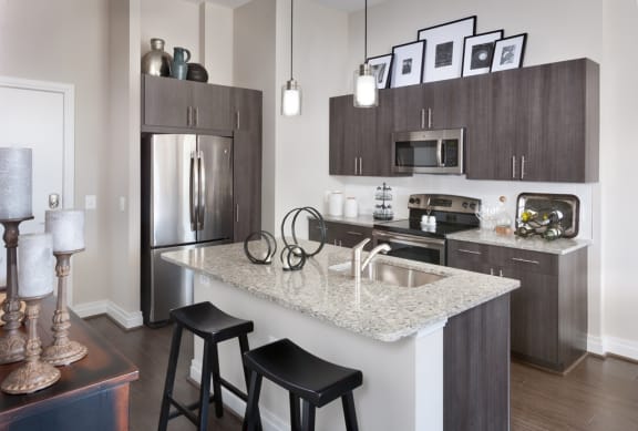 Kitchen Island and Luxurious Finishes at Harrison at Reston Town Center, Reston, VA, 20190