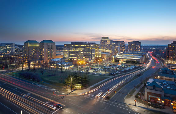 Sundeck View at night at Harrison at Reston Town Center, Reston, VA, 20190
