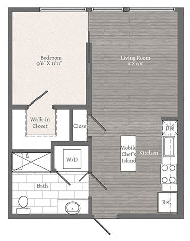 Beecher 1 BD 1 BA Floorplan  at 2255 Wisconsin, Washington