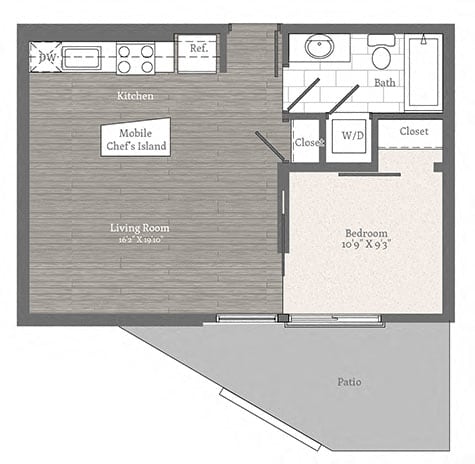 Observatory Junior 1 BD 1 BA Floorplan at 2255 Wisconsin, Washington, DC, 20007