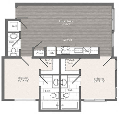 Tunlaw 2 BD 2.5 BA Floorplan at 2255 Wisconsin, Washington