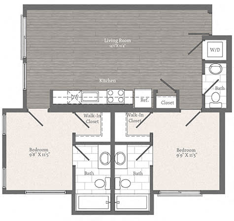 Tunlaw 2 BD 2.5 BA Floorplan at 2255 Wisconsin, Washington