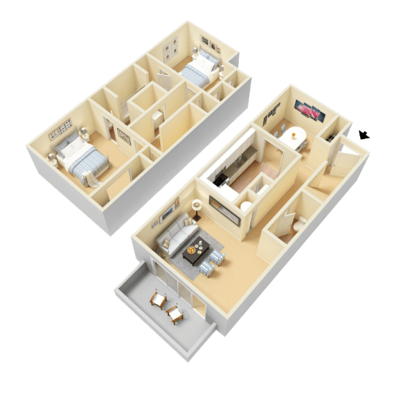Durant Floor Plan at Clarion Crossing Apartments, PRG Real Estate Management, North Carolina, 27606