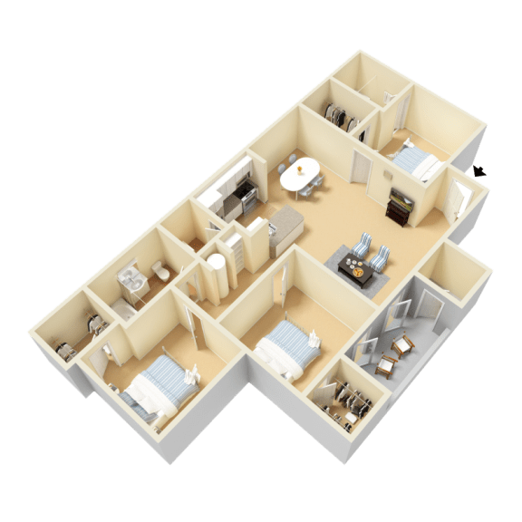 Umstead Floor Plan at Clarion Crossing Apartments, PRG Real Estate Management, Raleigh, NC, 27606