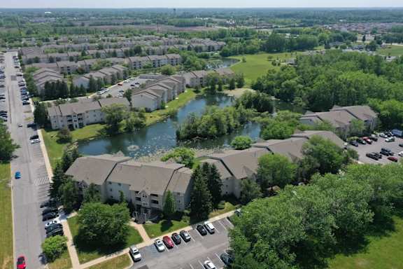 Aerial Lake View at Evergreen, Merrillville, IN, 46410