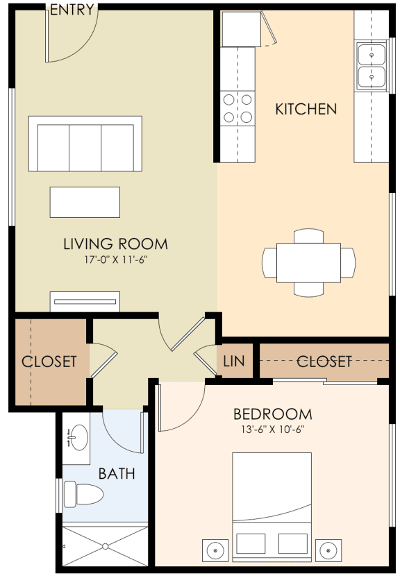 One Bedroom One Bath 659 Sq ft