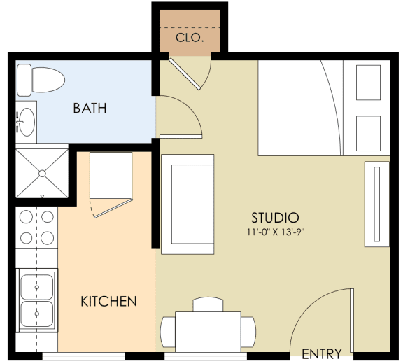 Floor Plan  studio one bath