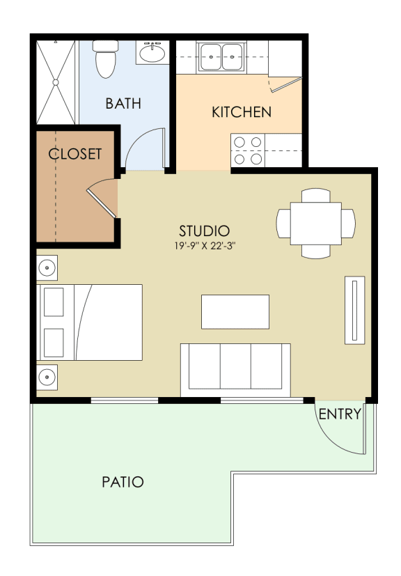 Studio 0 Bed 1 Bath Floor Plan at Sunnyvale Town Center, Sunnyvale, 94086