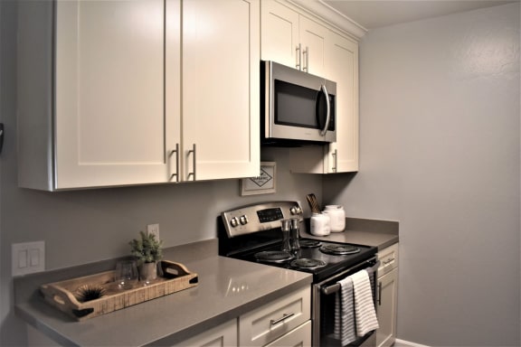 kitchen with updated cabinets and appliances at Sunnyvale Town Center, Sunnyvale, 94086