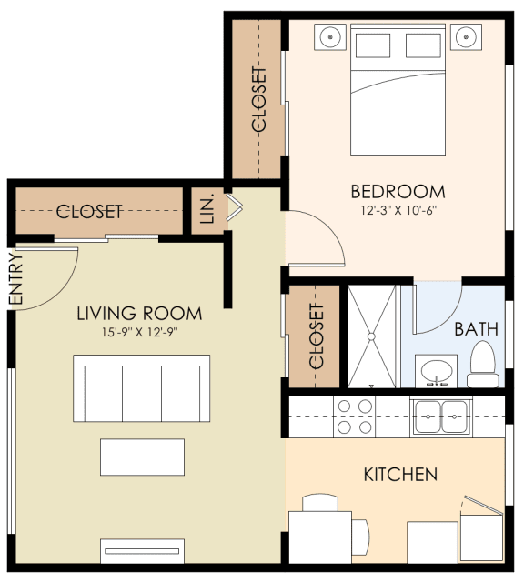 One Bedroom One Bath 524 Sq Ft