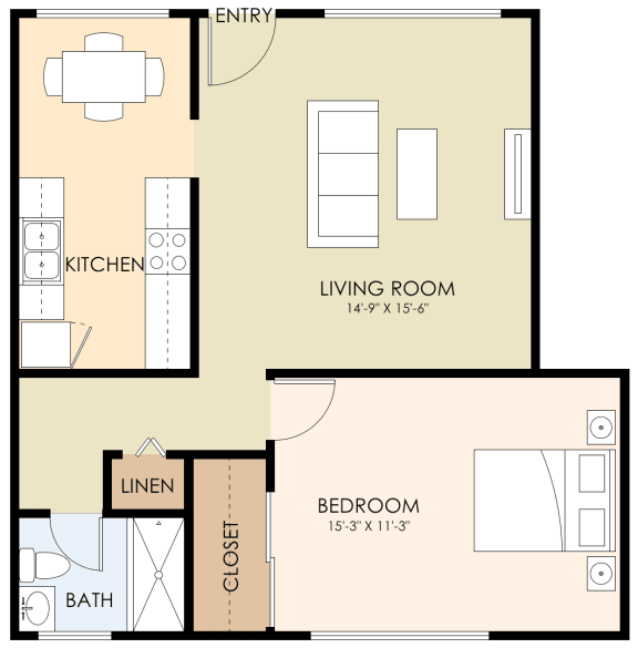 One Bedroom One Bath 663 Sq Ft