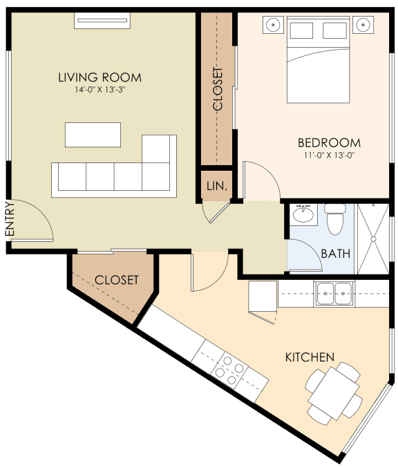 One Bedroom One Bath 675 Sq Ft