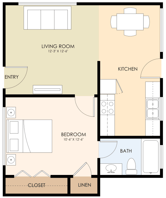  Floor Plan One Bedroom One Bath