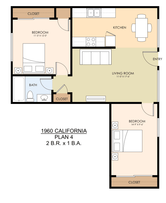  Floor Plan Two Bedroom One Bath