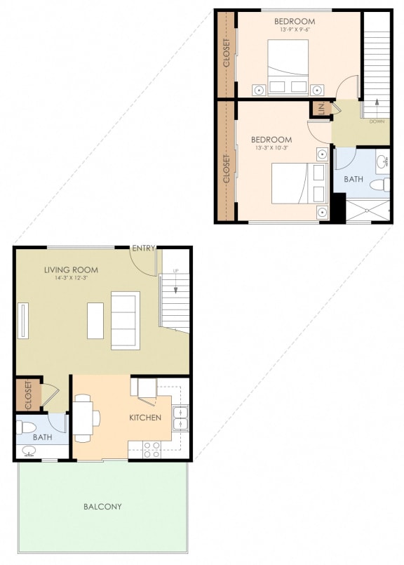 Floor Plan  Two Bedroom One and a Half Bath