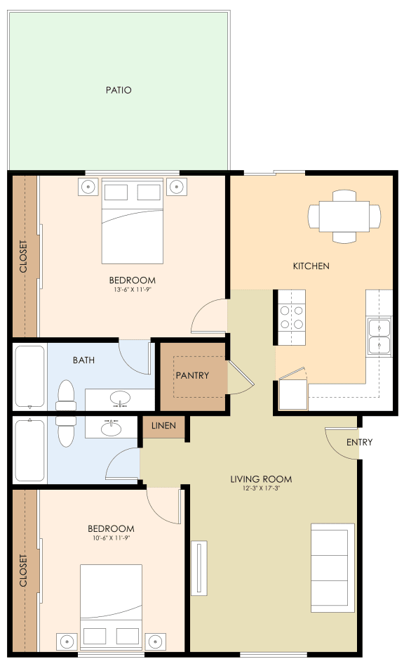 2 bedroom 2 bath Floor Plan at Casa Alberta, Sunnyvale, California