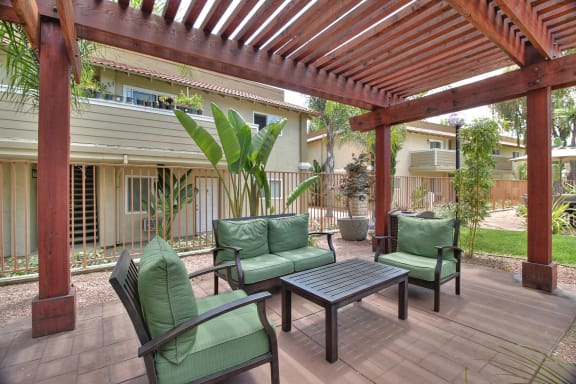 Poolside lounge is the perfect place to relax at  Casa Alberta Apartments, California, 94087