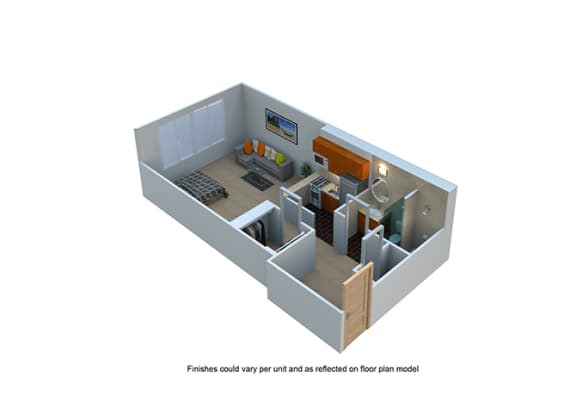 Studio Floor Plan at The Blairs, Silver Spring, 20910