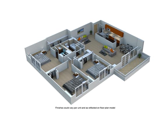 Three Bedroom 2 Bath Floor Plan at The Blairs, Maryland