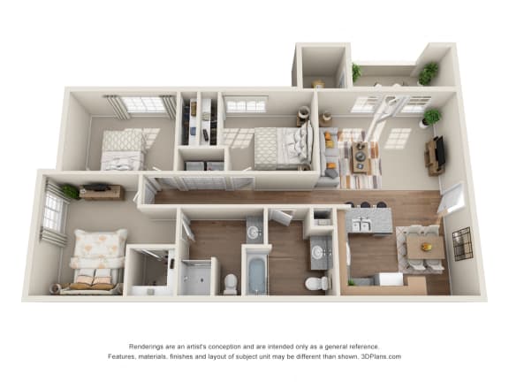 Floor Plan  3 Bedroom 3D Floorplan