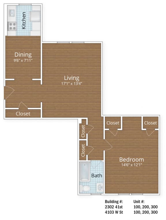 843 SF One Bedroom 843 SF One Bedroom at Park Crest Apartments, Washington, 20007