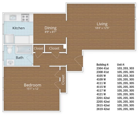 774 SF One Bedroom 774 SF One Bedroom at Park Crest Apartments, Washington, District of Columbia