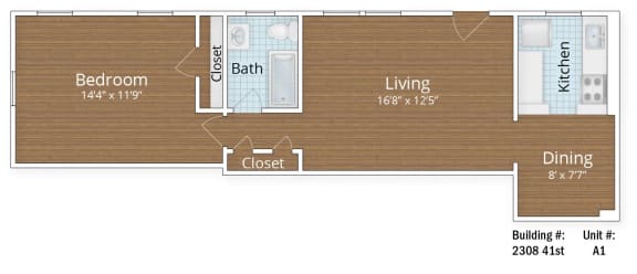 707 SF Junior One Bedroom at Park Crest Apartments, Washington, DC 20007