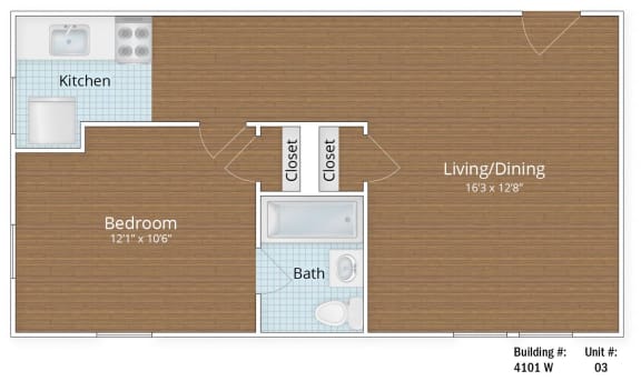 615 SF Junior One Bedroom at Park Crest Apartments, Washington