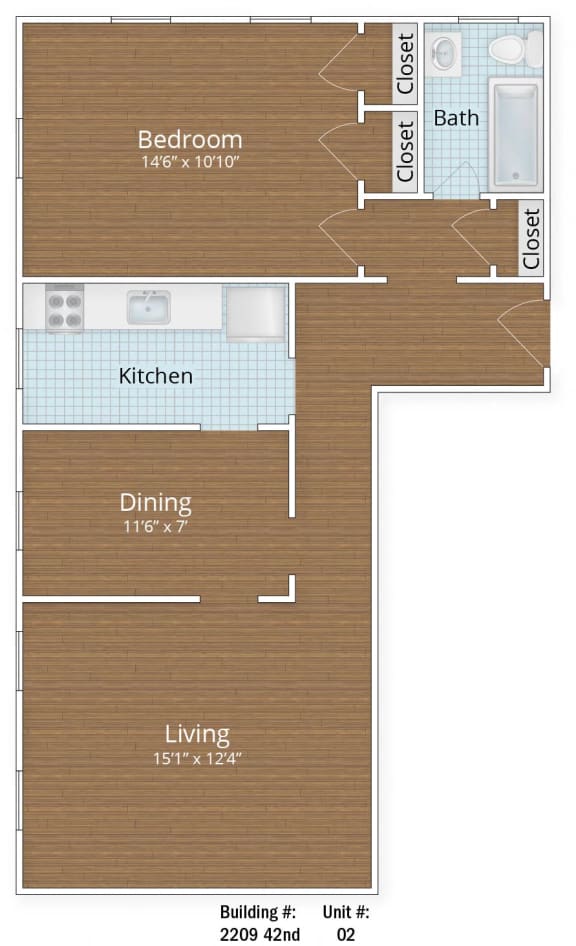 777 SF Junior One Bedroom at Park Crest Apartments, District of Columbia 20007