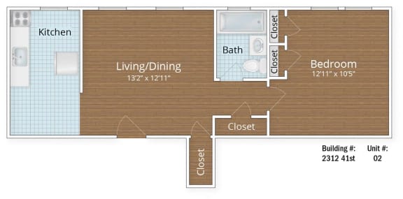 600 SF Junior One Bedroom at Park Crest Apartments, District of Columbia