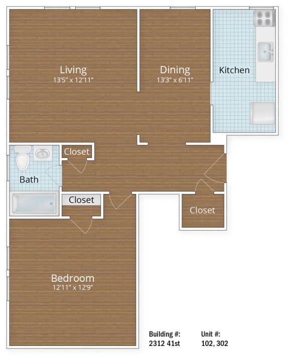 749 SF One Bedroom 749 SF One Bedroom at Park Crest Apartments, Washington, 20007