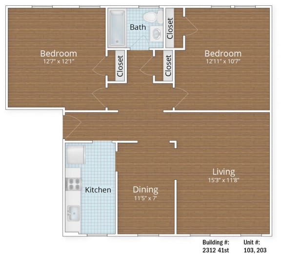 930 SF Two Bedroom at Park Crest Apartments, Washington, DC