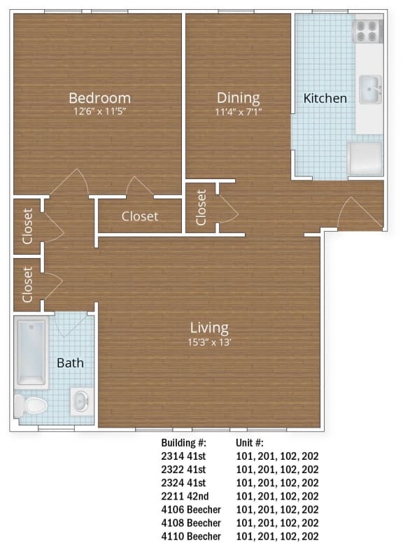 752 SF One Bedroom 752 SF One Bedroom at Park Crest Apartments, Washington, DC