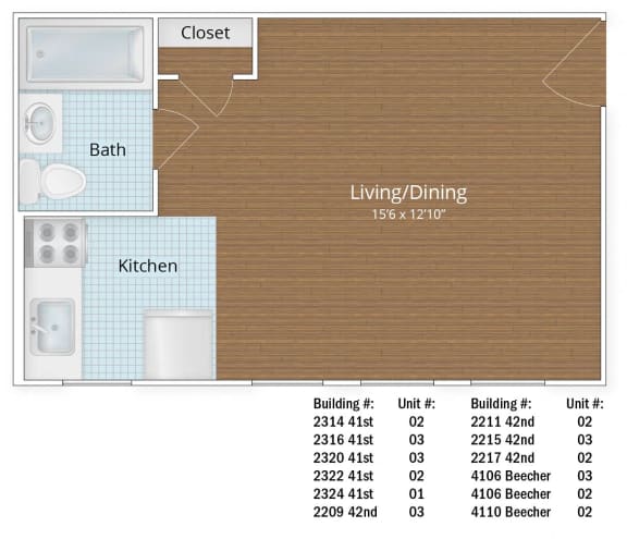 STUDIO 318 SQFT at Park Crest Apartments, Washington